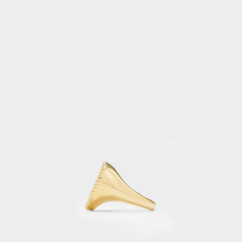 Mini Heart Diamond Signet Ring  in Yellow Gold