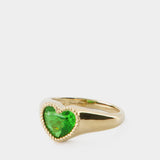 Mini Signet Ring - Yvonne Leon - Yello;w gold  - Green
