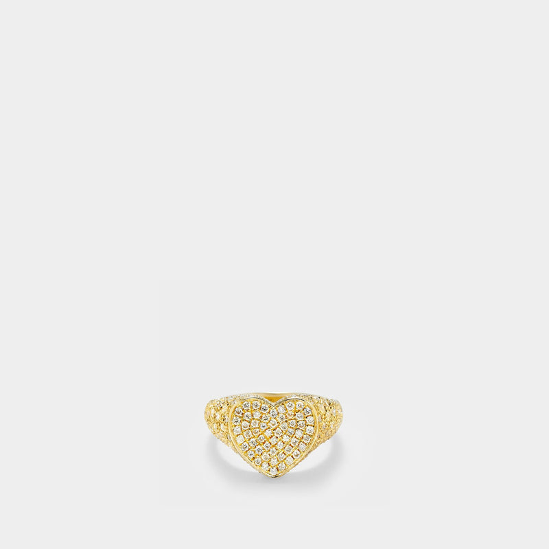 Set Heart Signet Ring & Wave Ring Diamonds in Yellow Gold