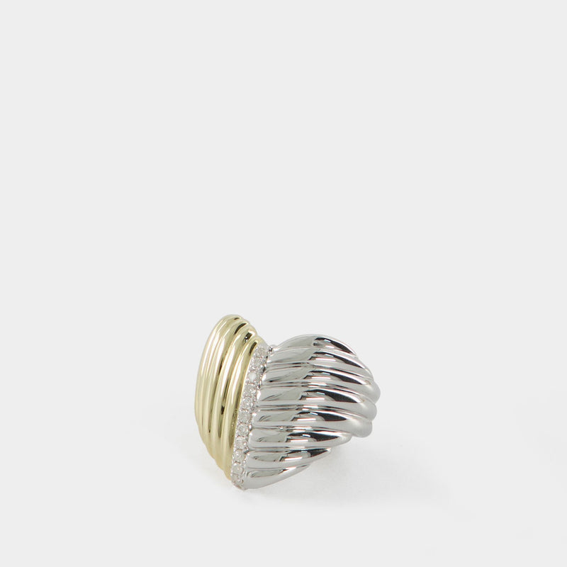 Cœur Berlingot Vague Ring - Yvonne Leon - Golg/White - 9K