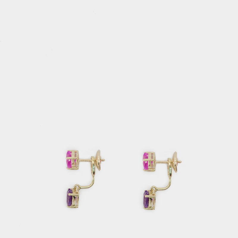Cœur Rose & Violet Earring - Yvonne Leon - Gold - 9K