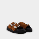 Aj1216 - Brown Suede Sandals