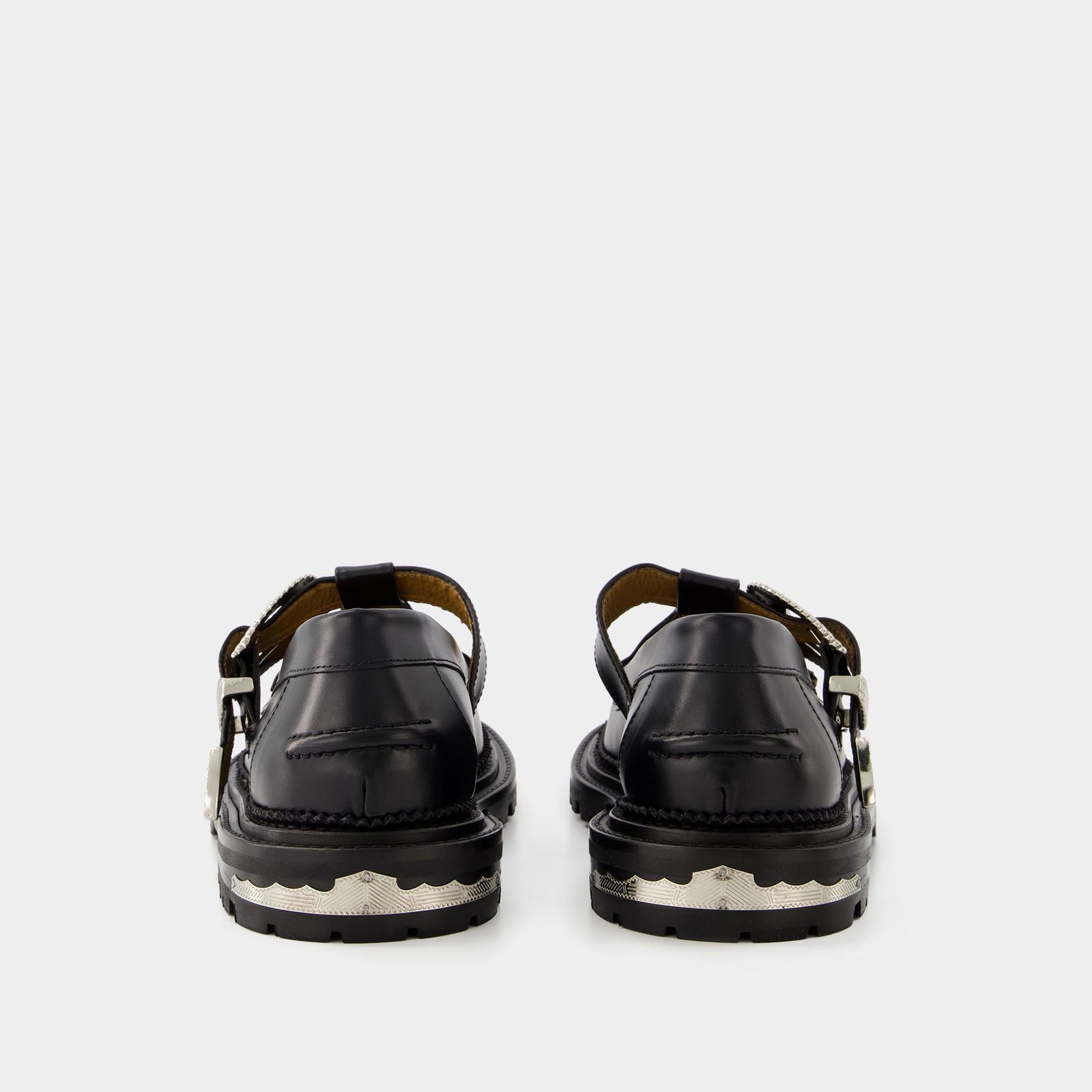 Aj1249 Flat Shoes - Toga Virilis - Black - Leather Black Hard Leather Boat Shoes by Toga Virilis on Sale main image 2