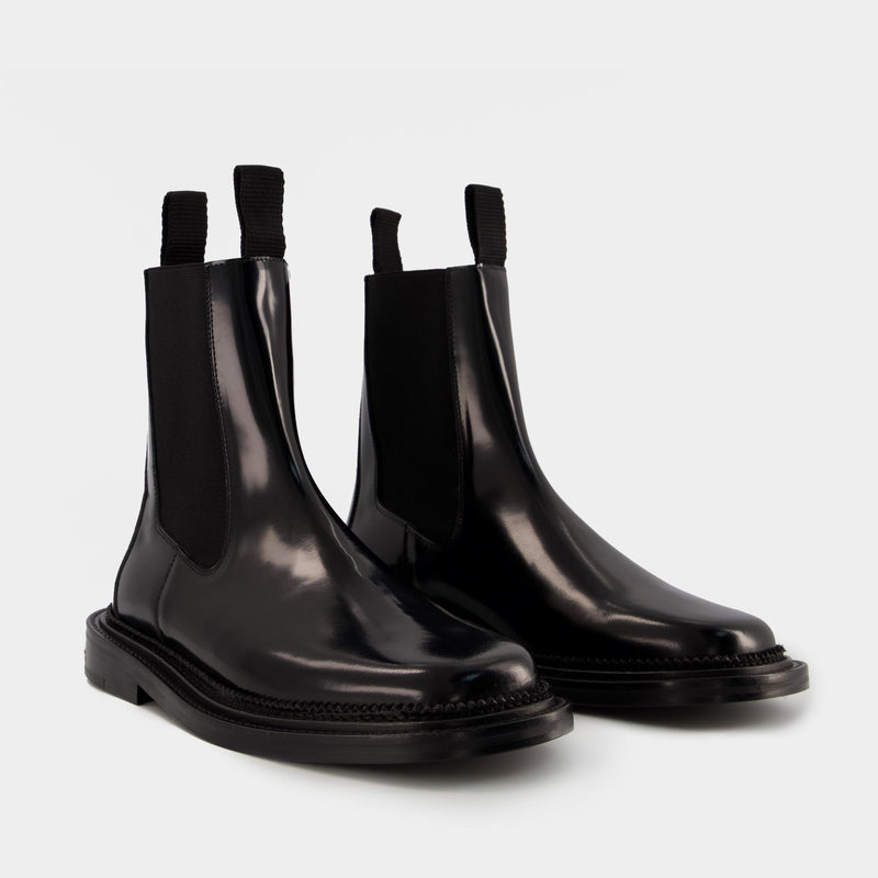 Toga Virilis Black Leather Chelsea Boots