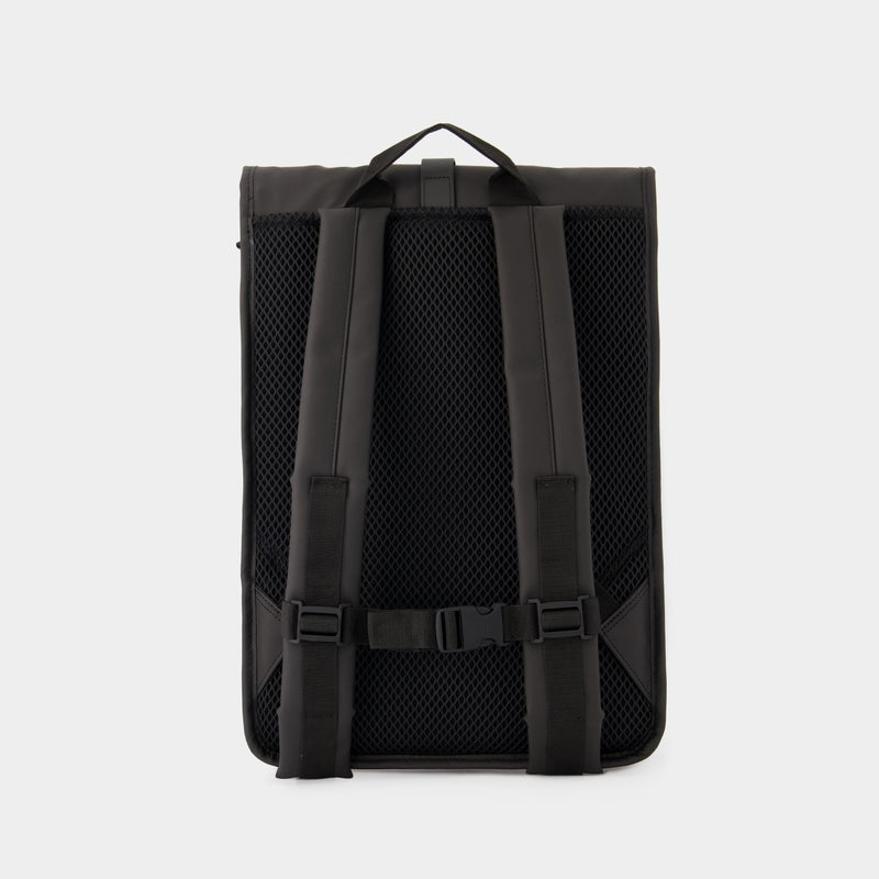 Rolltop Rucksack Backpack - Rains - Synthetic - Black