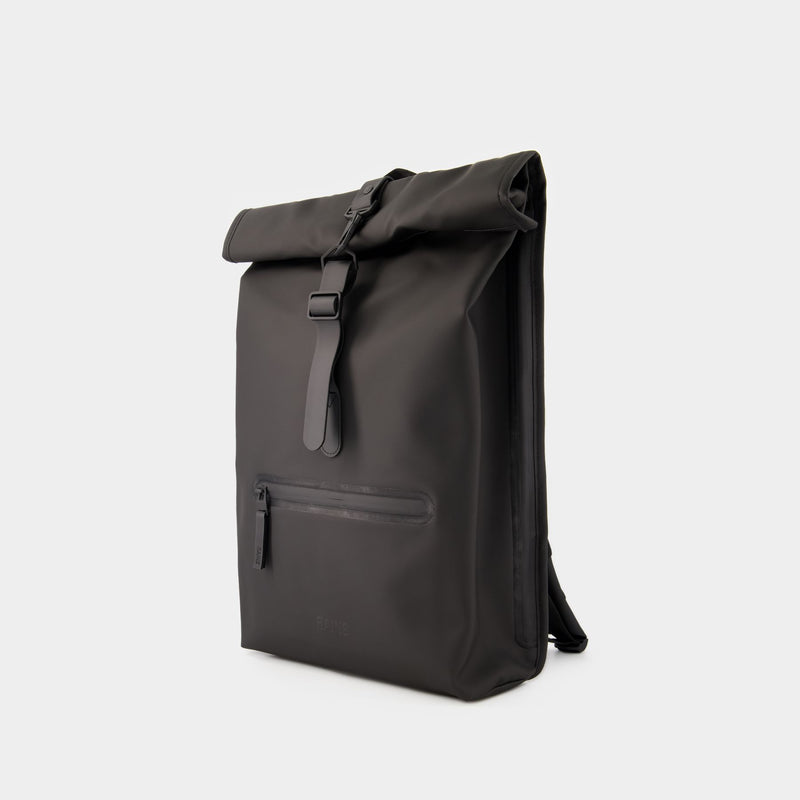 Rolltop Rucksack Backpack - Rains - Synthetic - Black