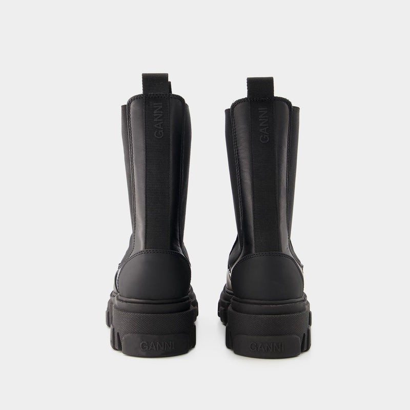 【関税込み】Chelsea Boots - Ganni - Leather - Black Mid Chelsea Boots - Ganni - Leather - Black