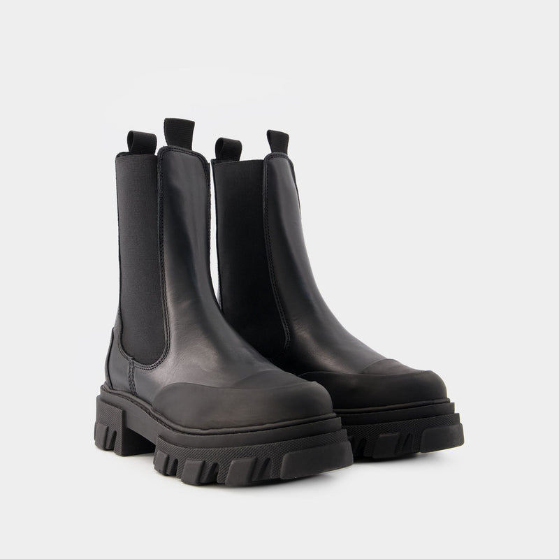 Mid Chelsea Boots Ganni Leather Black1
