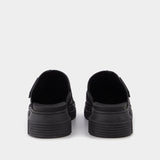 Black Recycled Rubber Retro Mules