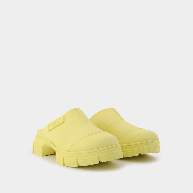 Yellow Recycled Rubber Retro Mules