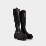 Cleated High Chelsea Boot - Ganni - Leather - Black