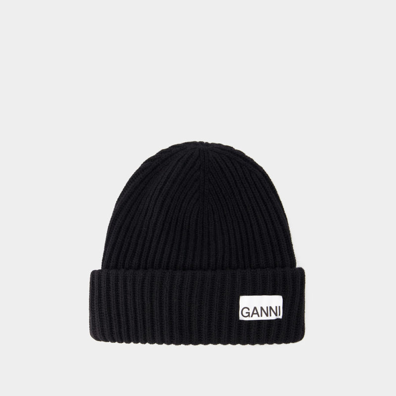 Beanie - Ganni - Wool - Black