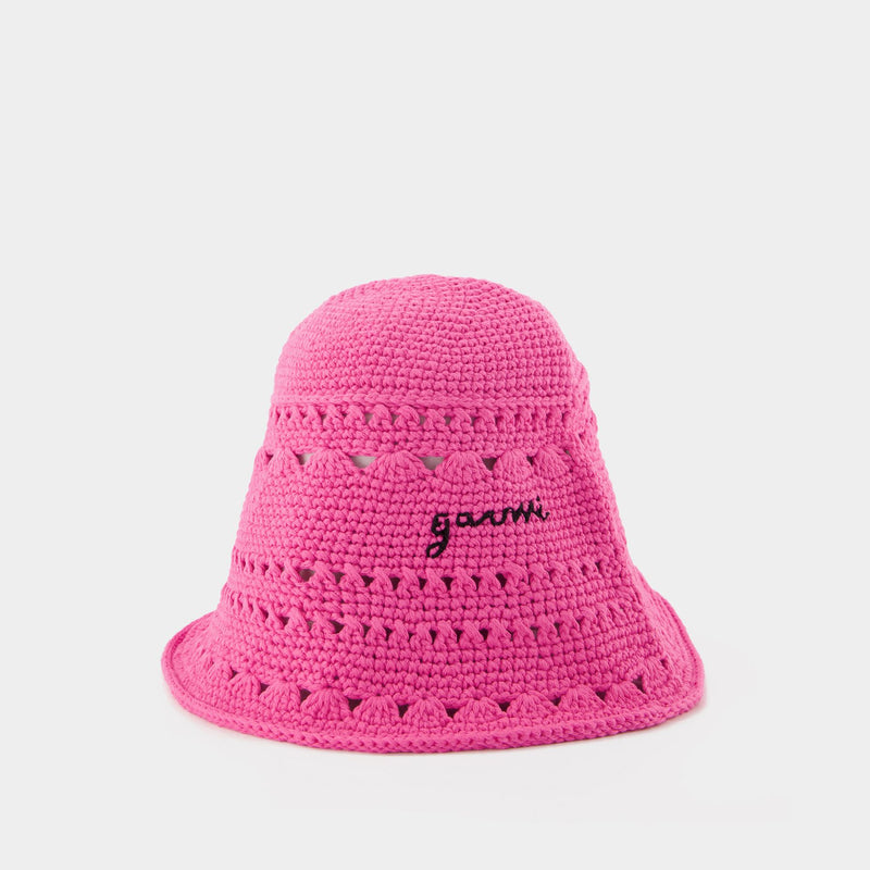 Crochet Hat - Ganni - Shockin Pink - Cotton