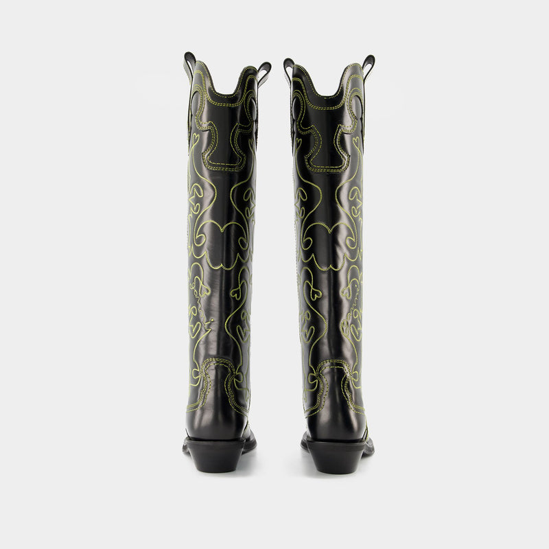 Western Boots Ganni Black/Yellow Leather - Main Image