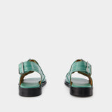 Western Sandals - Ganni - Green - Leather