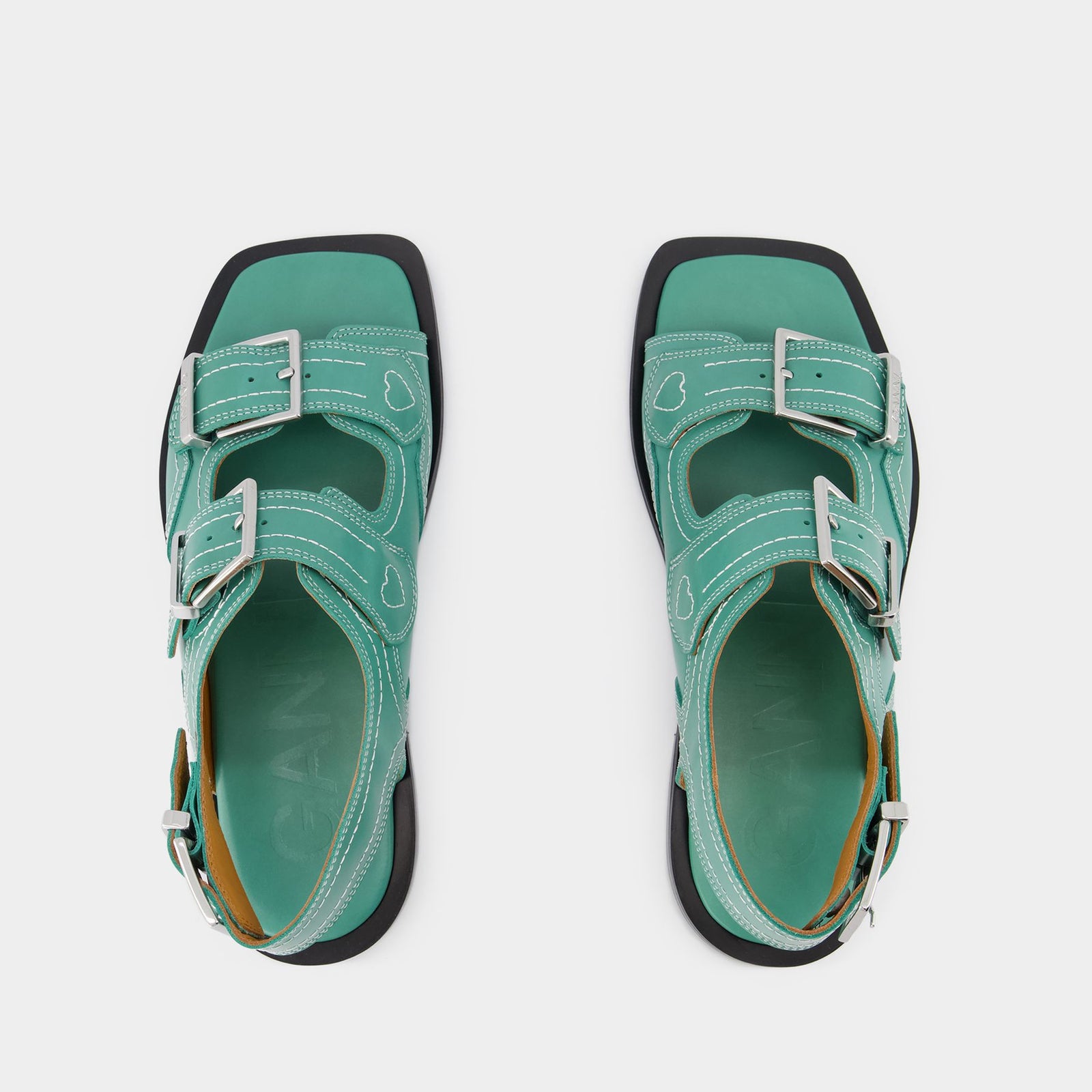 【関税&送料込み】Ganni Sandals Western Sandals - Ganni - Green - Leather