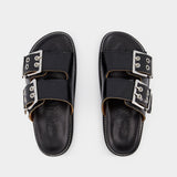 Wide Welt Chunky Sandals - Ganni -  Black - Leather