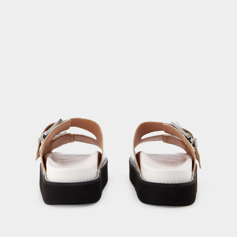 Wide Welt Chunky Sandals - Ganni - Egret - Leather