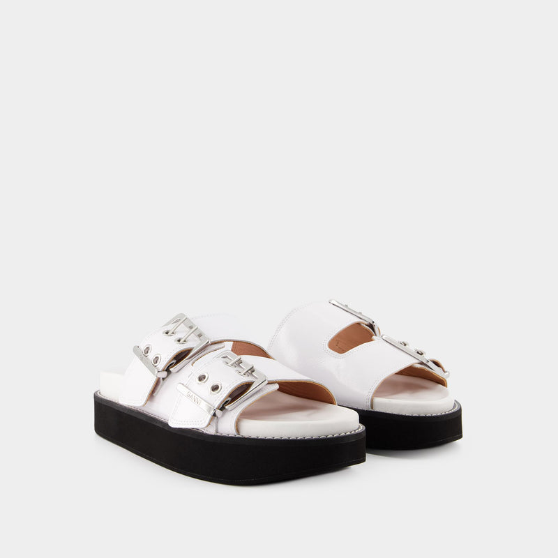 Wide Welt Chunky Sandals - Ganni - Egret - Leather