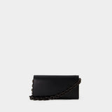 Banner Envelope Wallet on chain - Ganni - Leather - Black