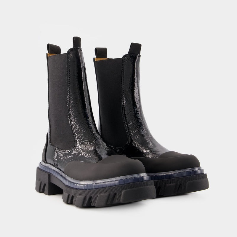 Chelsea Ankle Boots Ganni Leather Black