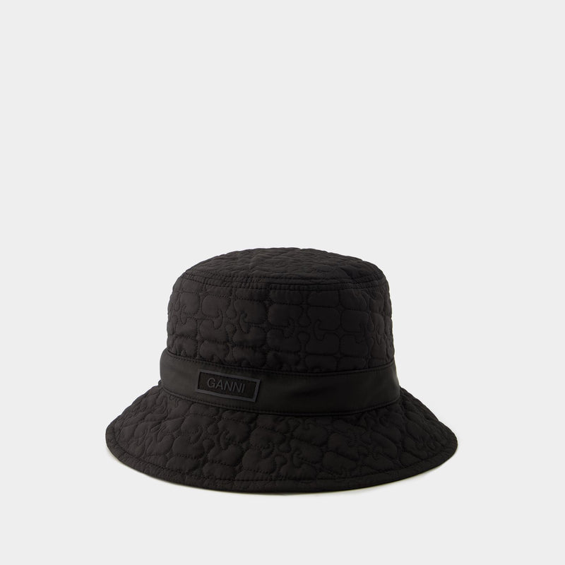 Quilted Tech Bucket Hat - Ganni - Synthetic - Black