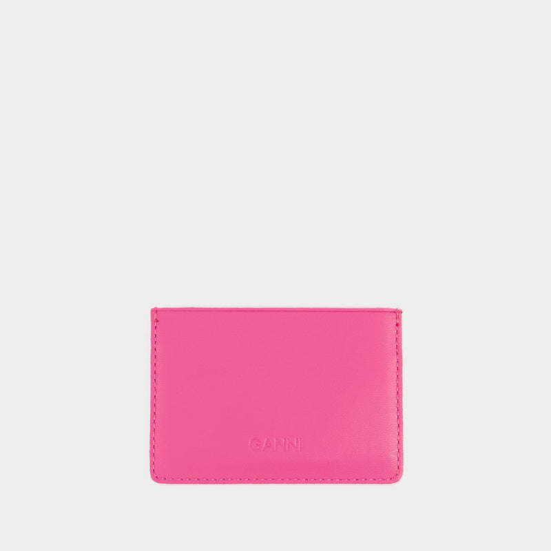 Ganni Bou Card Holder - Ganni - Leather - Pink