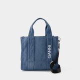 Small Recycled Tech Shopper Bag - Ganni - Synthetic - Denim