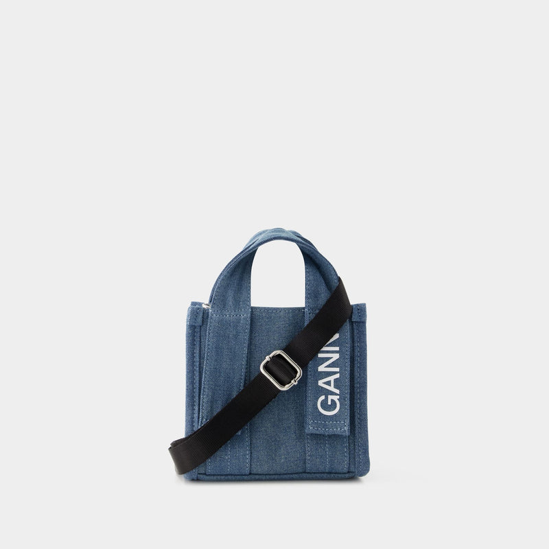 Mini Recycled Tech Shopper Bag - Ganni - Synthetic - Denim