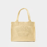 Large Easy Tote Bag - Ganni - Cotton - Beige