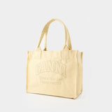 Large Easy Tote Bag - Ganni - Cotton - Beige