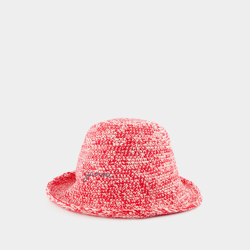 Crochet Bucket Hat - Ganni - Cotton - White