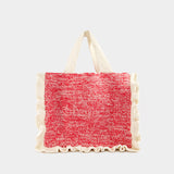 Crochet Frill Shopper Bag - Ganni - Cotton - Pink