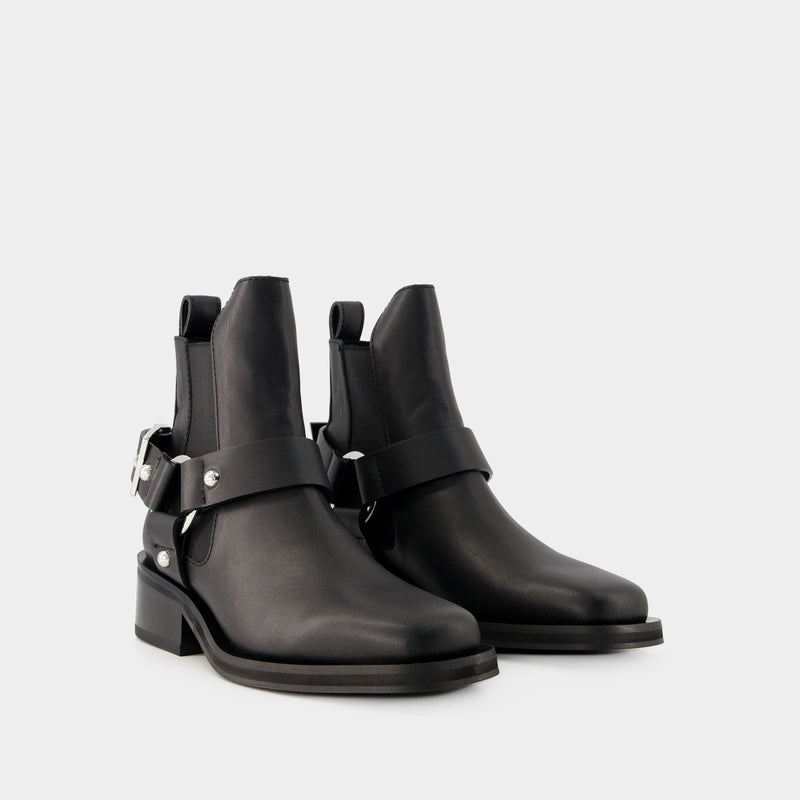 Chelsea Biker Ankle Boots - Ganni - Leather - Black