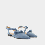 Multi Bow Ballerinas - Ganni - Cotton - Blue Denim