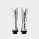 Mid Shaft Western Boots - Ganni - Synthetic - Silver