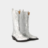 Mid Shaft Western Boots - Ganni - Synthetic - Silver
