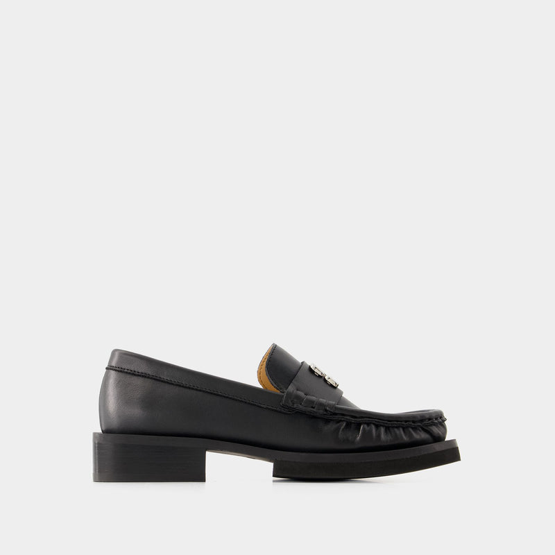 Butterfly Logo Loafer  - Ganni - Leather - Black