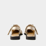 Feminine Buckle Naplack Ballerinas - Ganni - Synthetic - Beige