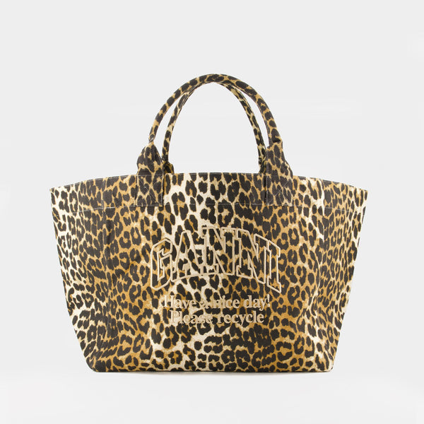Xxl Shopper Bag - Ganni - Cotton - Leopard