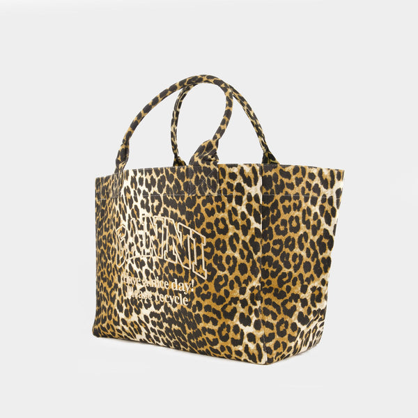 Xxl Shopper Bag - Ganni - Cotton - Leopard