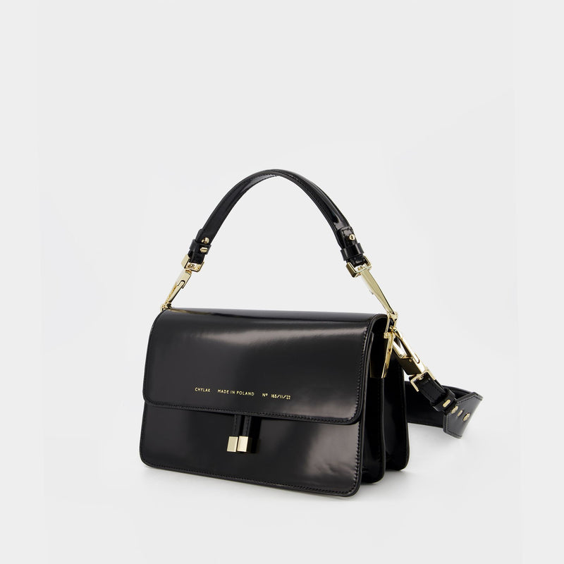 Shoulder Hobo Bag - Chylak - Black Glossy - Leather