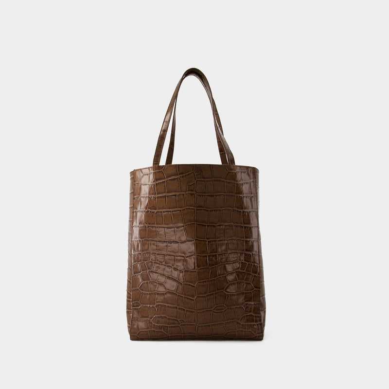 Shopper Bag - Chylak - Leather - Glossy Brown Croco