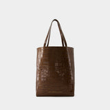 Shopper Bag - Chylak - Leather - Glossy Brown Croco