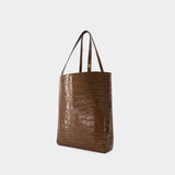 Shopper Bag - Chylak - Leather - Glossy Brown Croco