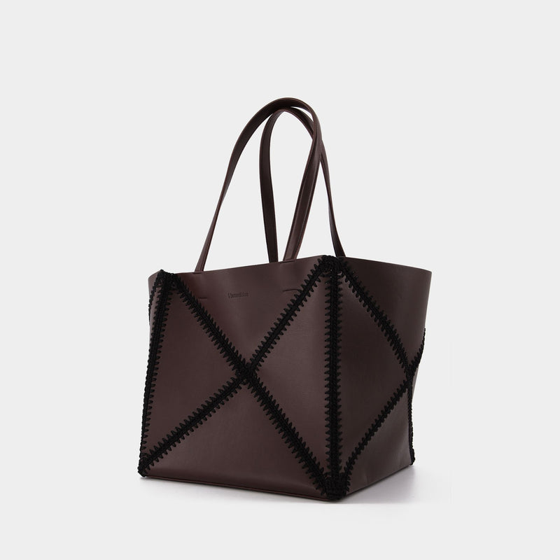 The Origami Tote in Black/Brown Vegan Leather