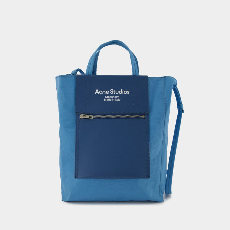 “Acne Studios” Baker Out トートBAG Blue ACNE STUDIOS Baker Out Small Canvas And Leather Tote Bag in
