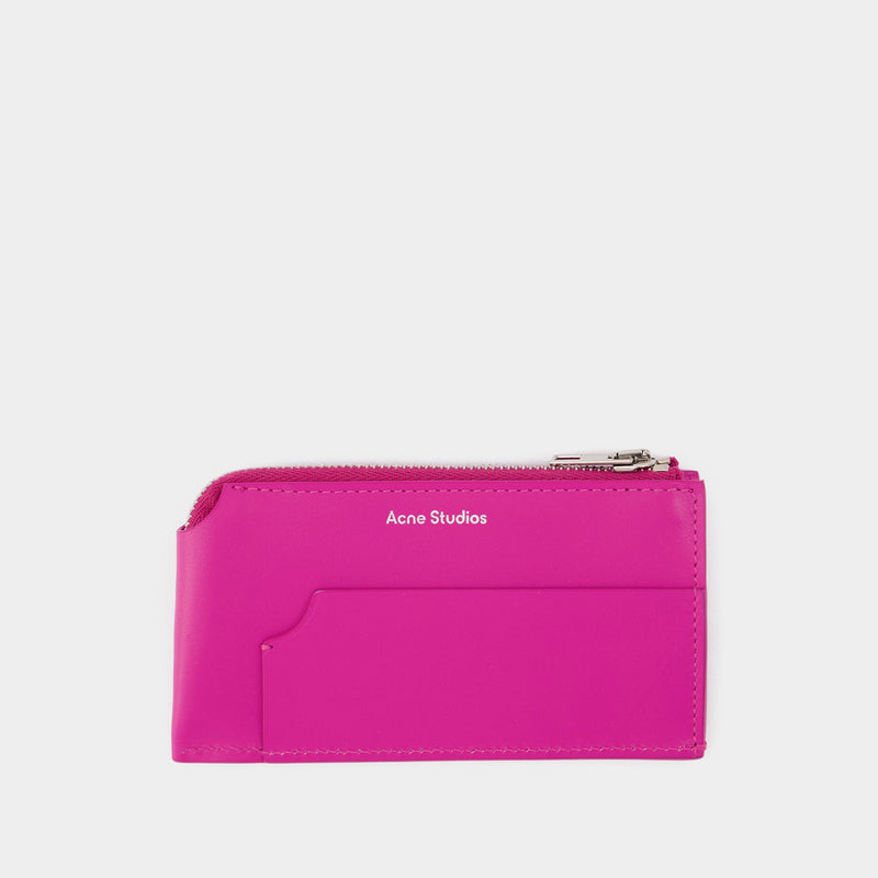 Garnet Zip Card Holder in Pink Leather
