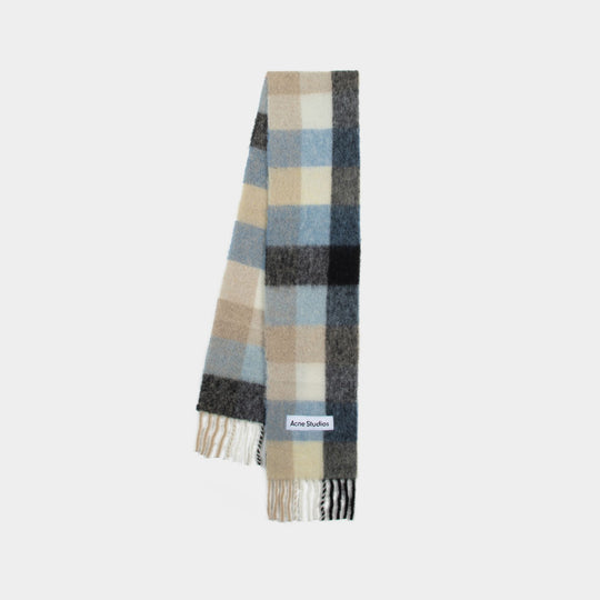 Vally Scarf - Acne Studios - Wool - Blue/Beige/Black