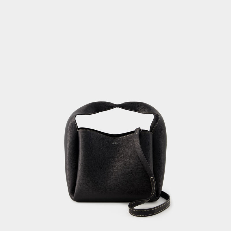 Bucket bag black grain